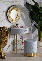 Mauro Ferretti Noptiera Cu Puf, Albastru, Cm Ø 52X70 - Ø 36X37(m-8)