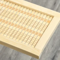 HOMCOM Separator de cameră din bambus, cu 2 rafturi, pliabil, picioare, natur(m-5)