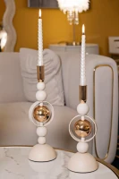 Mauro Ferretti Set Suport Lumânare Saturn Crem 2 Bucăți Cm Ø10X27-10X31(m-4)