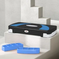 HOMCOM Step de Aeróbic Step para Fitness Antideslizante con Altura Regulable 3 Niveles de 10/15/20 cm Tabla Plataforma Stepper para Ejercicio en Casa Gimnasia Carga 150 kg 80x31x20 cm Azul y Negro(m-8)