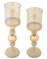 Mauro Ferretti Set 2 Suporturi Lumanare Crem Cm Ø10X32-10X34(m-2)