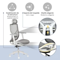 Vinsetto Cadeira de Escritório Giratória com Altura Ajustável Apoio para os Braços Apoio para a Cabeça e Suporte Lombar Reguláveis Encosto Alto 67x65x120-128cm Cinza(m-5)