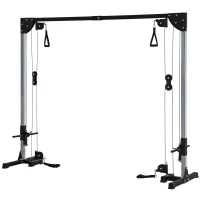 SPORTNOW Equipamento de Musculação Dupla Polia Carga Livre com Haltere 2x50Kg 245x85x207 cm(m-7)