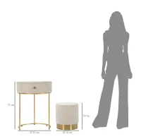 Mauro Ferretti Noptiera Cu Puf, Crem,  Cm Ø 52X70 - Ø 36X37(m-10)