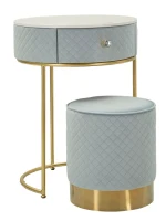 Mauro Ferretti Noptiera Cu Puf, Albastru, Cm Ø 52X70 - Ø 36X37(m-2)