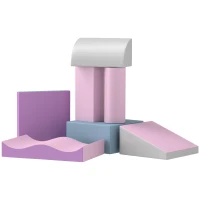 HOMCOM Set de Cuburi Moi pentru Copii, stimulează creativitatea, piele artificială, 40x40x20 cm, Multicolor, 1-3 ani(m-7)