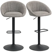 HOMCOM Set of Two Relaxed Tub Bar Stools - Grey(m-10)