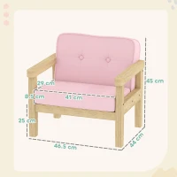 AIYAPLAY Poltrona per Bambini con Tessuto Morbido di Velluto e Struttura in Legno Seduta e Schienale Imbottiti 46,5x44x45 cm Rosa(m-3)