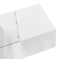 Table basse avec éclairage LED, espace de rangement généreux, 120x50x38,5 cm, Blanc(m-11)
