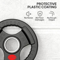 SPORTNOW Olympic Weight Plates, 2"/5cm Weight Disc Pair with Tri-Grips, 2 x 2.5kg Dumbbell Plates for Weightlifting and Strength Training Home Gym Fitness Workout, Black(m-6)