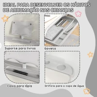 ZONEKIZ Conjunto de Secretária e Cadeira para Crianças com Altura Ajustável e Ângulo da Mesa Ajustável 80x49,5x82-104 cm Cinza e Branco(m-5)