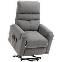 HOMCOM Fernsehsessel mit Aufstehhilfe Elektrisch, Massagesessel mit Liegefunktion und Wärmefunktion, Relaxsessel mit Fernbedienung und Seitentasche Verstellbar Polyester-Gewebe Dunkelgrau