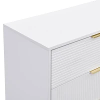 Credenza con ante e ripiani interni, cassetti, maniglie e gambe dorate, 120x38x80,5 cm, Bianco(m-10)