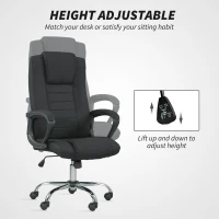 Vinsetto Linen-Look Swivel Office Chair - Black(m-4)