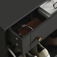 HOMCOM Schmaler Eingangsschuhenschrank mit schwingbaren Türen und verstellbarem Regal, 60 x 23,5 x 98,5 cm, Schwarz(m-5)