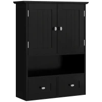 kleankin Armadio da Bagno da Parete con 2 Ante e 2 Cassetti 50,8x17,8x66 cm Nero(m-7)