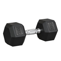HOMCOM Haltère courte poids 20 Kg - 1 pièce, Haltère hexagonale entraînement musculaire & haltérophilie - métal caoutchouc noir