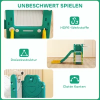 AIYAPLAY 5-in-1 Kinderrutschenset, Teleskop, Basketballkorb, Kunststoff, Gelb+Grün(m-6)