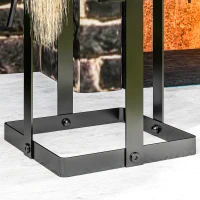 Outsunny Kaminbesteck-Set 5-teilig, Kaminzubehör, Besen Schaufel Zange Poker Ständer Metall Schwarz(m-5)