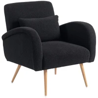 HOMCOM Teddy Fleece Accent Chair - Black(m-11)