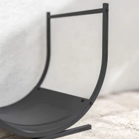 Outsunny Soporte para leña de chimenea curvado y robusto para interior y exterior, marco de metal, 43 x 33 x 38 cm, negro(m-5)