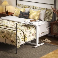 HOMCOM Sta-bureau In Hoogte Verstelbaar met 4 Wielen C-Vorm 65 cm x 48 cm x 70-110 cm Wit(m-10)