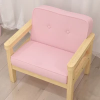 AIYAPLAY Poltrona per Bambini con Tessuto Morbido di Velluto e Struttura in Legno Seduta e Schienale Imbottiti 46,5x44x45 cm Rosa(m-4)