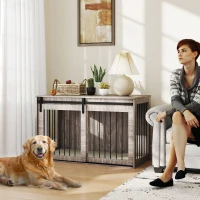 118cm Dog Crate Furniture with Removable Cushion for Extra Large Dogs - Walnut Brown(m-2)