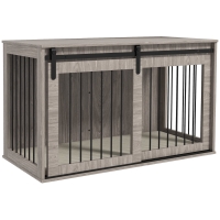 PawHut 46.46'' Dog Crate Furniture with Removable Cushion & Security Latch for Extra Large Dogs - Walnut Brown