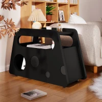 Table d'appoint avec roulettes, coins arrondis, mobile, gain de place, pour salon et chambre, 81x33x51,5 cm, Noir(m-6)