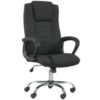 Vinsetto Linen-Look Swivel Office Chair - Black(m-1)
