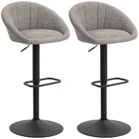HOMCOM Set of Two Relaxed Tub Bar Stools - Grey(m-11)