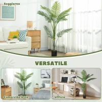 HOMCOM Pianta Finta Palma Areca Alta 150 cm per Interni con Vaso, Decorazione per Casa e Ufficio, Verde(m-5)