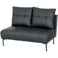 HOMCOM Divano 2 Posti in Finta Pelle Senza Braccioli e Trapuntato a Bottoni, 115x73x83 cm, Nero(m-10)