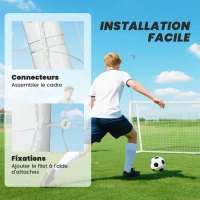 SPORTNOW But de football cage de foot but d'entrainement en PVC - piquets inclus - dim. 180L x 92l x 124H cm blanc(m-4)