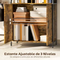 HOMCOM Estantería de Libros con 6 Compartimentos Abiertos y Estante Ajustable para Salón Oficina 75x34x172 cm Marrón Rústico(m-5)