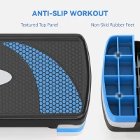 HOMCOM Aerobic Fitness Step, Stepper reglabil la 3 inaltimi 10-15-20 cm pentru antrenament acasa si la sala, albastru si negru(m-5)