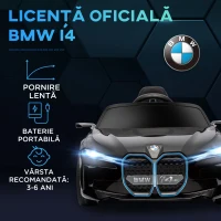HOMCOM Masina electrica pentru copii licenta BMW telecomanda claxon faruri negru rosu albastru pentru copii pentru plimbare pentru distractie echilibru(m-4)