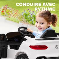 AIYAPLAY Voiture électrique enfants, véhicule électrique 12V, télécommande 2,4G, 3 vitesses, démarrage lent, 105x68x50cm, blanc(m-7)