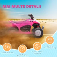 AIYAPLAY ATV Electric, Mini Motocicletă pentru Copii 18-36 Luni cu Lumini LED, Claxon și Pedale, 65,5x38,5x43,5 cm, Roz(m-7)