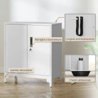 HOMCOM Mobile da Ufficio Portadocumenti con 3 Ripiani, 2 Ante e Chiavi, 80x35x91 cm, Bianco(m-6)