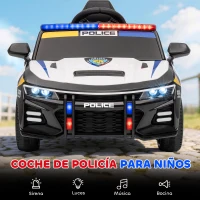 AIYAPLAY Coche Eléctrico para Niños de Policía para Niño de +3 Años 12V con Mando a Distancia 2,4G Luces Sirena Música Multicolor(m-4)