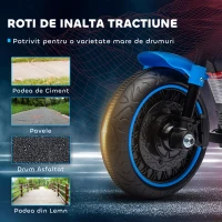 HOMCOM Motocileta Electrica de 6V cu Roti de Antrenament, Motocicleta Electrica Alimentata cu Baterii pentru Baieti si Fete, cu un Singur Buton de Pornire, Pedala, Far, pentru 18-36 luni, Albastru(m-6)