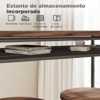 HOMCOM Mesa Alta de Cocina con 2 Taburetes Industrial Estante Abierto Reposapiés Ahorro de Espacio para Espacios Reducidos(m-5)