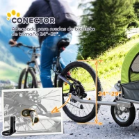 PawHut Remolque de Bicicleta para Perros 2 en 1 Carrito de Perros con Mango Ajustable Bandera y Reflectores 155x83x108 cm Verde(m-7)