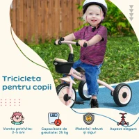 Aiyaplay Tricicleta Copii 2-5 Ani – Scaun Reglabil & Cos, Roz(m-4)