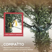 HOMCOM Albero di Natale Alto 150 cm da Interno con 398 Rami, Pigne e Bacche Rosse, Base in Metallo, Verde(m-6)