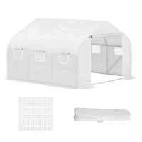 Outsunny Walk In Greenhouse Cover Replacement Plant Growhouse PE Cover 4.5x3x2m White(m-11)