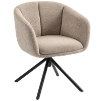 HOMCOM Poltrona Imbottita con Comoda Seduta, Girevole, Rivestimento Morbido, Fino a 120 kg, Marrone Chiaro(m-7)