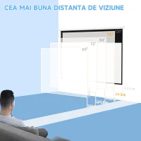 HOMCOM Ecran Proiector, Pânză pentru Proiector cu Fixare pe Perete și Tavan pentru Acasă și Birou, 236.8x8x158 cm, Alb(m-7)